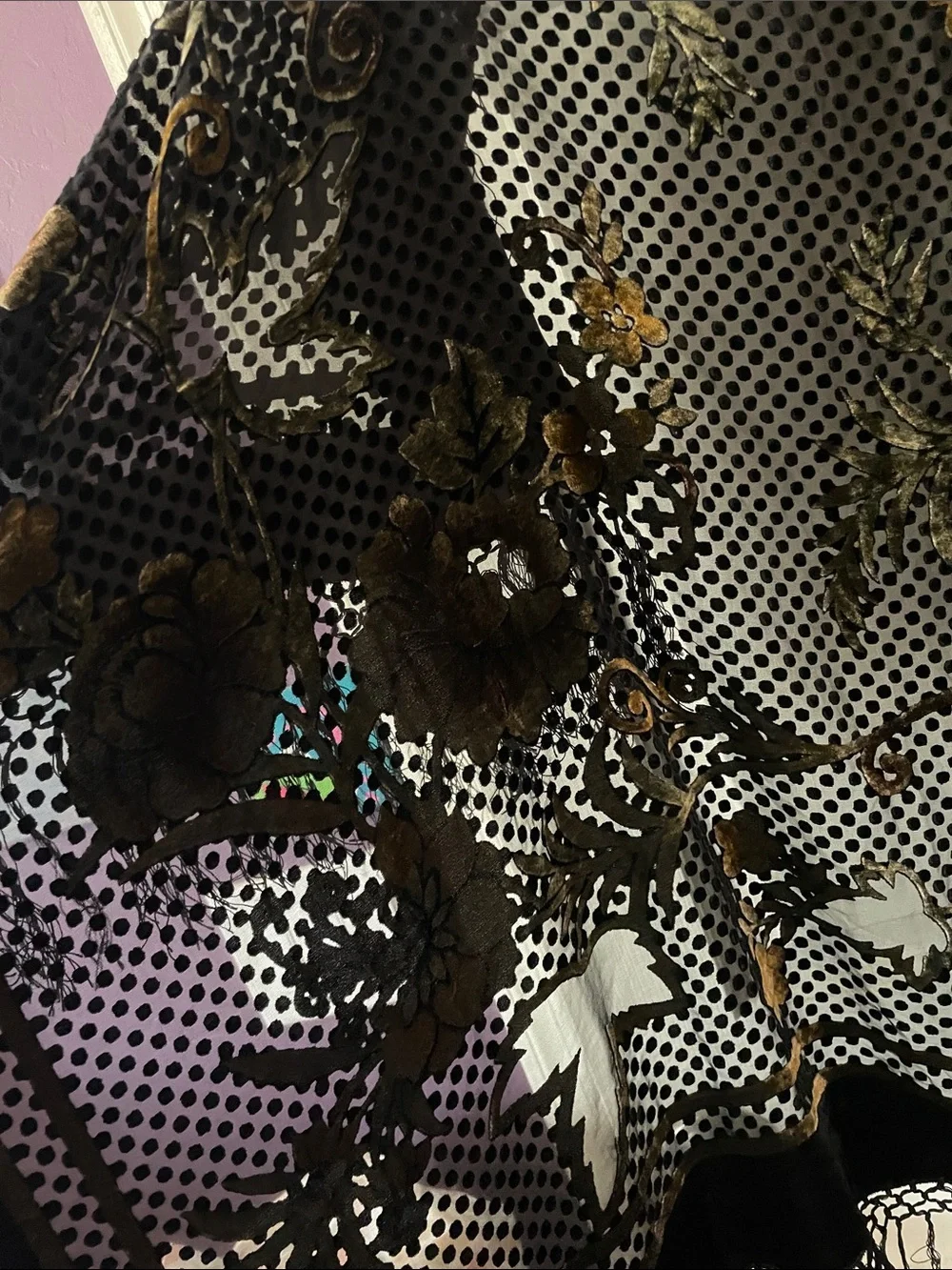 VTG CANDY CAPRICE SILK VELVET BURNOUT SCARF